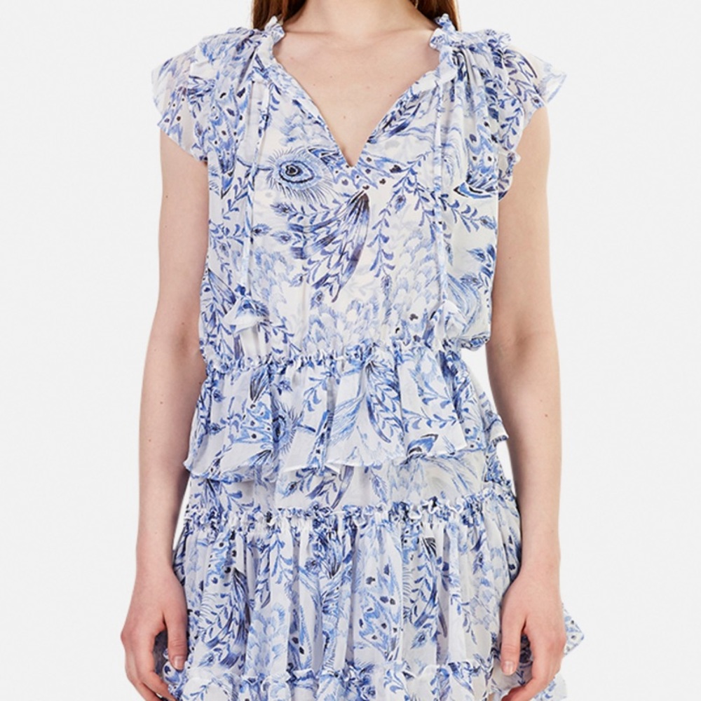 MISA Lilian dress blue and white peacock in small